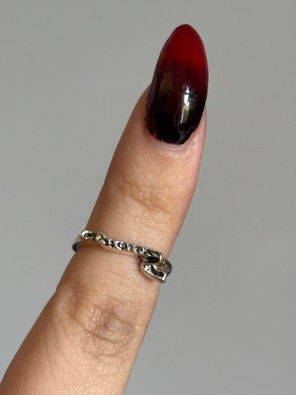 Silver-Tone "Love" Script Ring Size 5.5